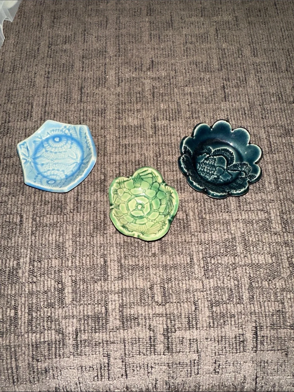 Decorative Ceramic Trinket Dishes - Blue, Green, Teal - Unbranded